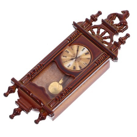 Mini Grandfather Clock Ornaments Toy House Vintage Decor Decorations Figurine Pendulum Furniture Wooden