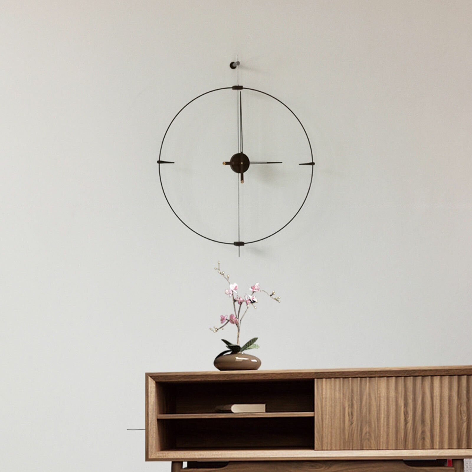 Minimalist Metal Ring Large Wall Clock Silent Modern Design Home Decor Black