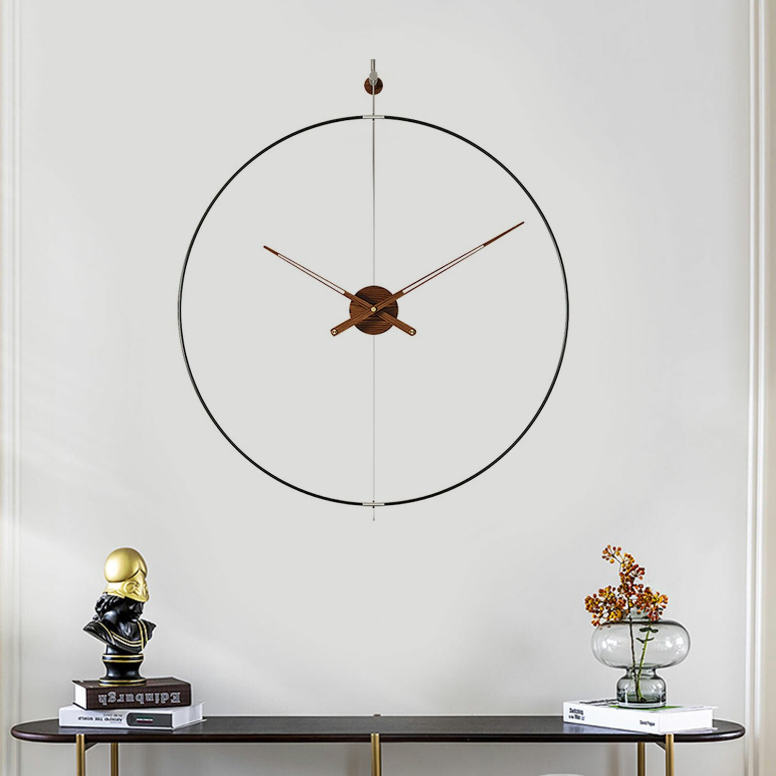 Minimalist Metal Ring Silent Large Wall Clock Iron Modern Design Home Black