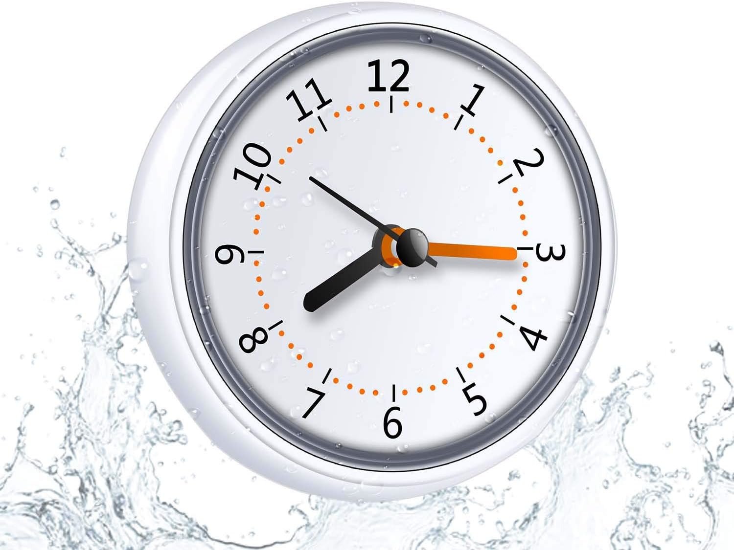 Mini Shower Clock Waterproof IP24 Wall Clock Suction Cup Bathroom Clock Acrylic