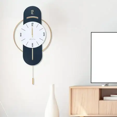 Miumaeov Large Wall Clocks for Living Room Decor Modern Wood Metal Silent Decoration Wall Clock