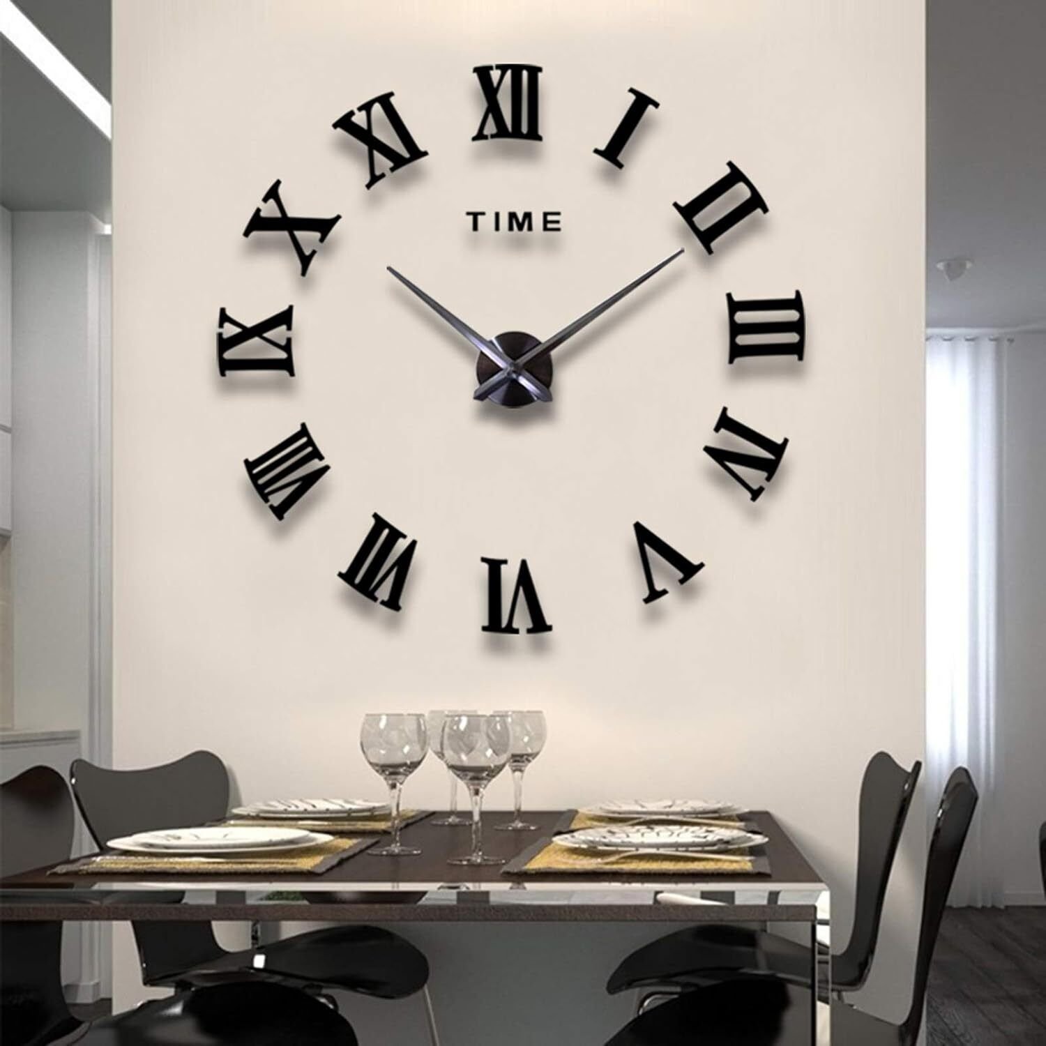 Modern 3D DIY Large Number Mirror Wall Sticker Big Watch Art Clock Home Decor US