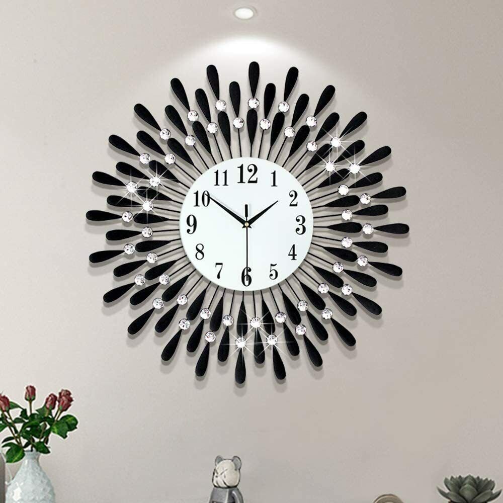 Modern 3D Luxury Style Large Living Room Wall Clock Metal Clocks Home Decor Art