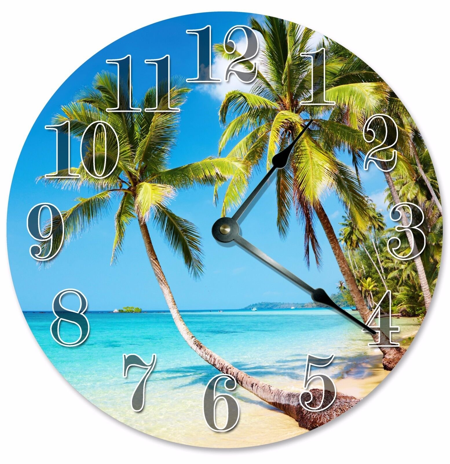 modern Beach Clocks House Warming Gift Blue BEACH PALM TREE Clock 2083 photo modern Beach Clocks House Warming Gift Blue BEACH PALM TREE Clock 2083 featured image