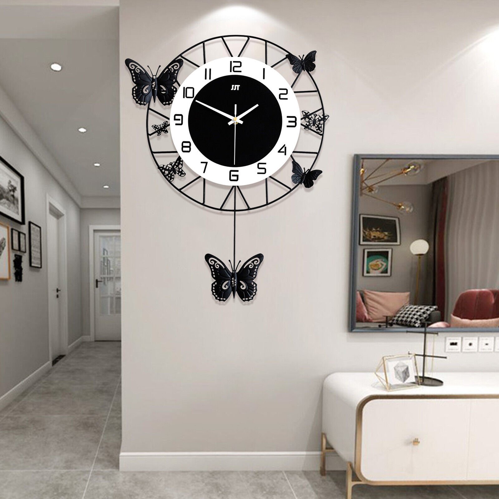 Modern Butterfly Wall Clock Wall-mount Metal Quartz Wall Clock Home Living Room