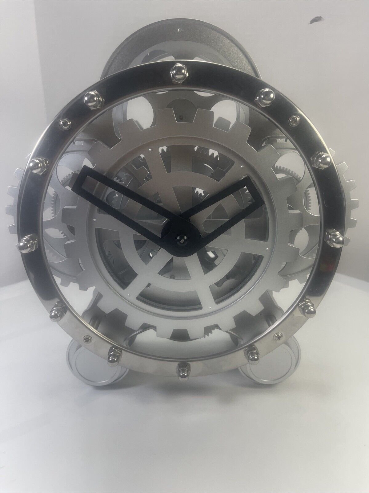 Modern Motion Moving GEAR CLOCK Desk Shelf Mantel Tested Works