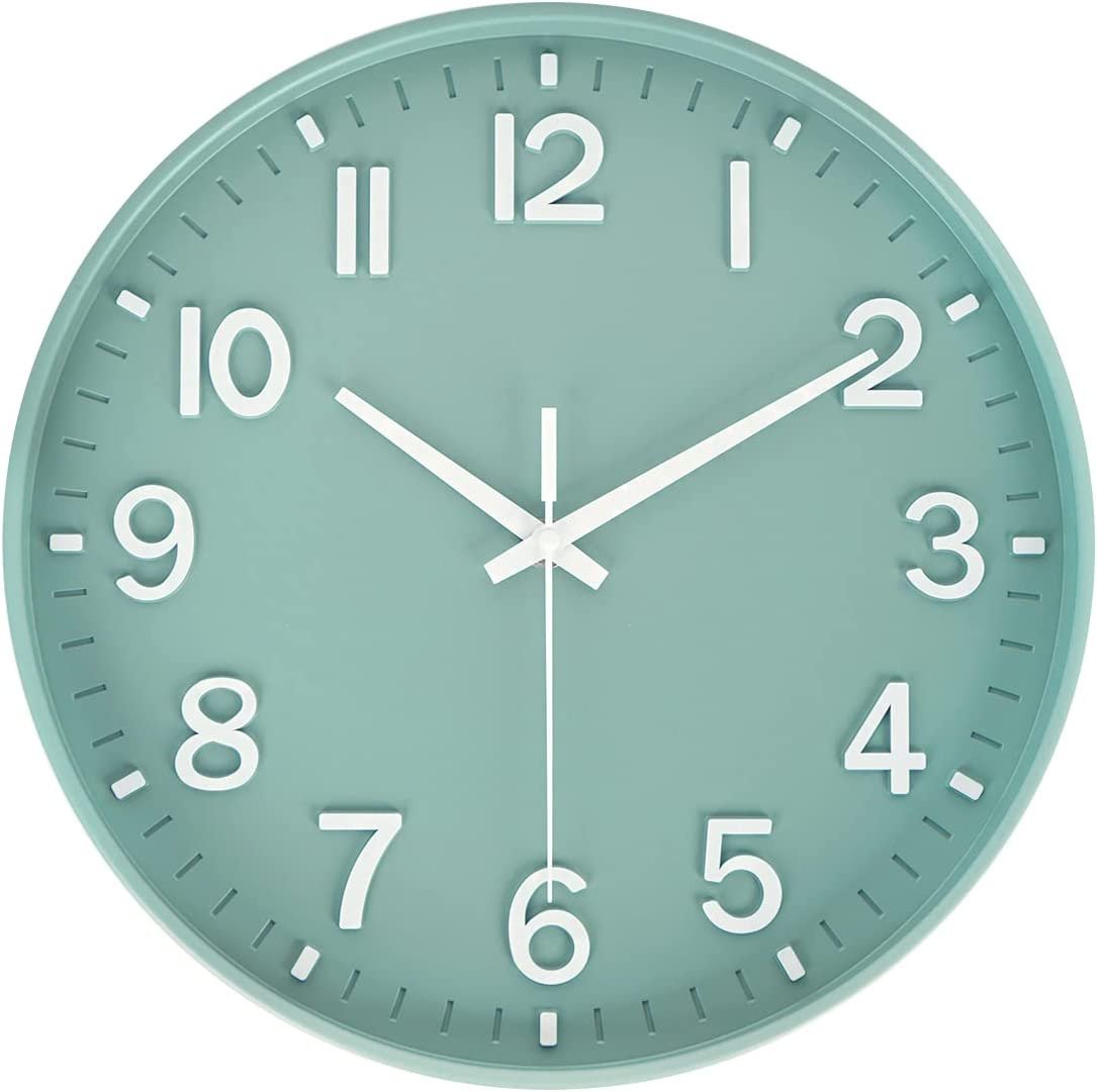 Modern Quartz Wall Clocks Battery Operated,12 Inch Silent Non Ticking 3D Numbers