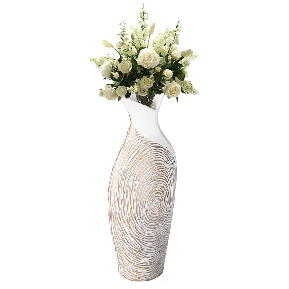 Modern Ribbed Style Designed Table Vase for Entryway Dining or Living Room,...