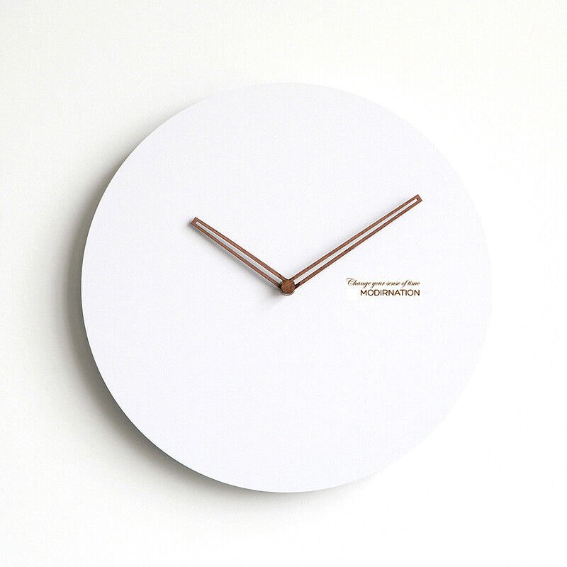 Modern Wooden Wall Clock 'New Town', Walnut Hands, Silent Quartz Mechanism