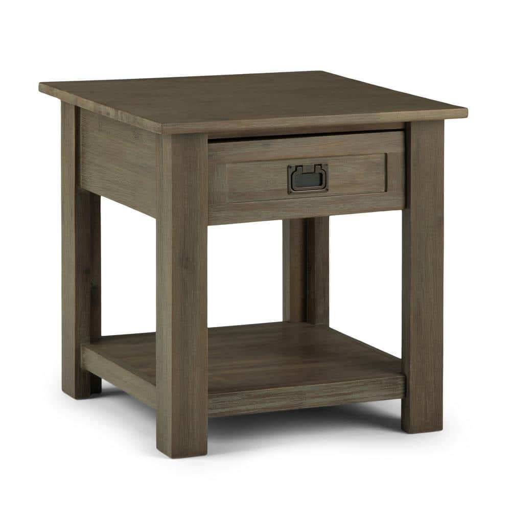 Monroe 22 in. Wide Solid Acacia Wood Square Rustic End Table in...