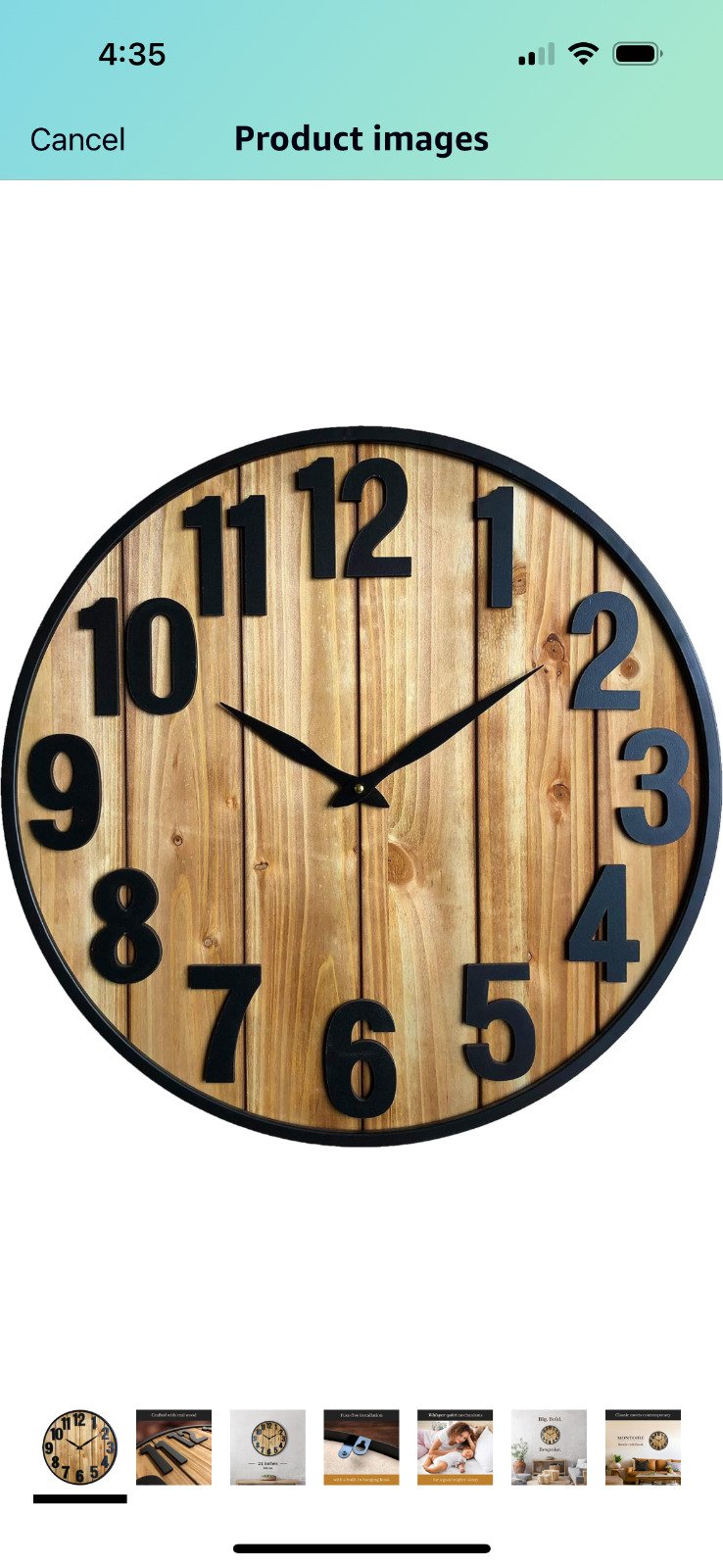 Montoire Modern Rustic Wooden Farmhouse Clock