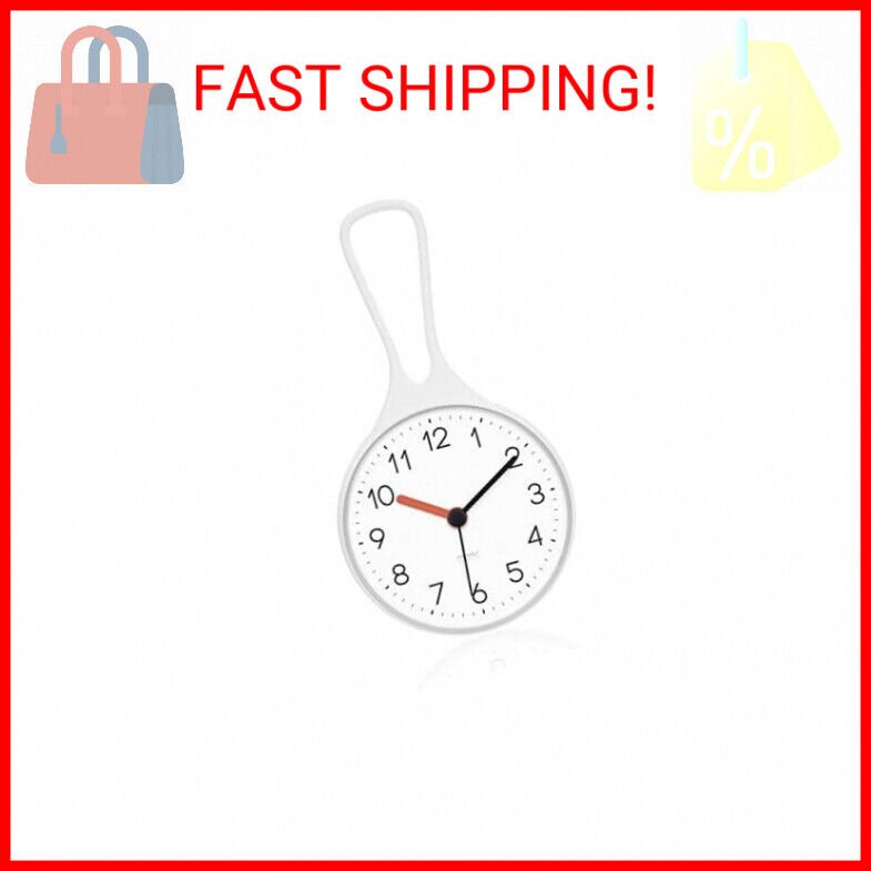 mooas Loop Bathroom Clock (White, 3.16 x 1.31 x 6.02 inch), Waterproof Shower Cl