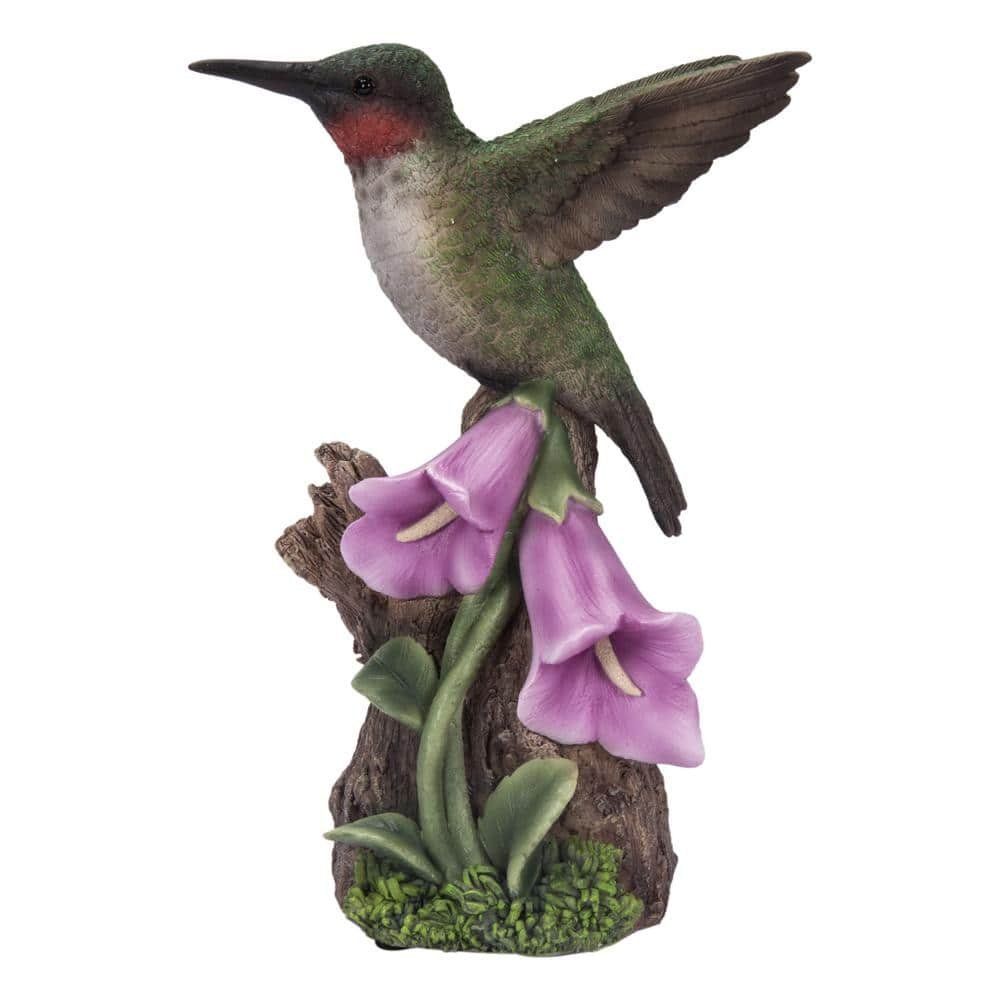Motion Activated Singing Hummingbird on Foxglove Garden Statue