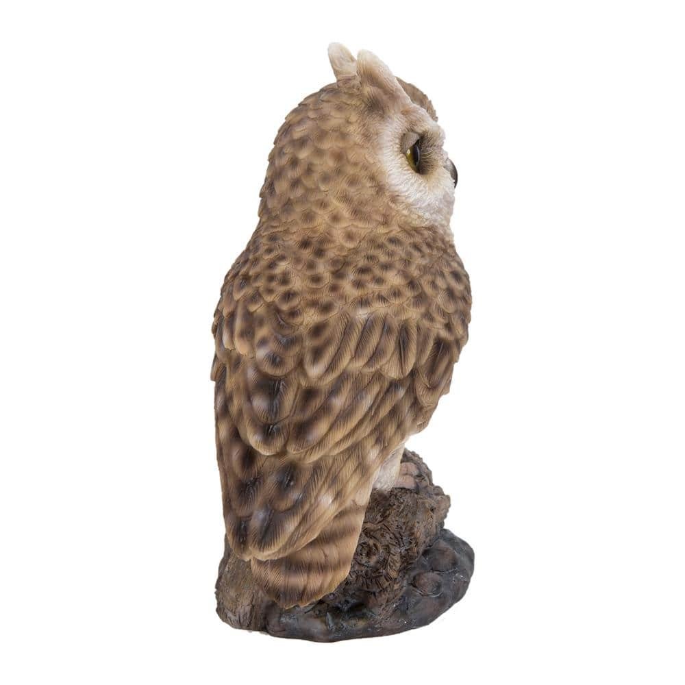 Motion Activated Singing Long Eared Owl Standing On Stump Garden Statue