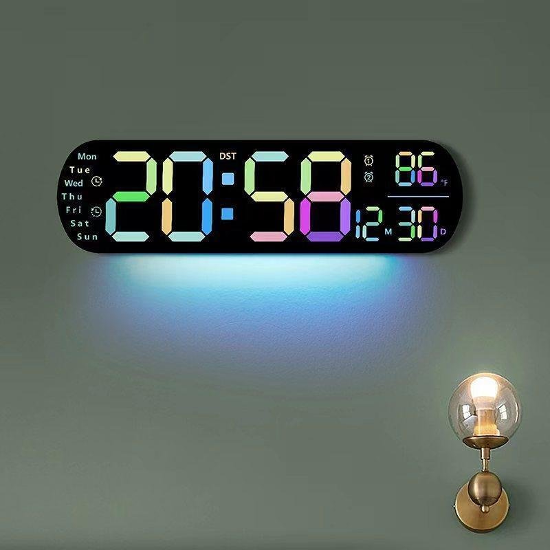 Multi Functional LED Display Clock, Digital Wall Clock with Adjustable