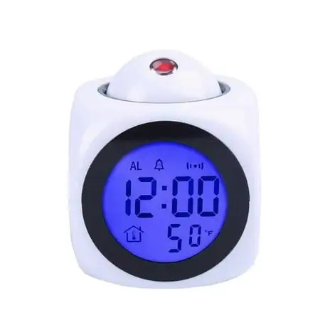 Multifunction Voice Clock LCD Digital Temperature Alarm LED Projection Talking Clock featured image