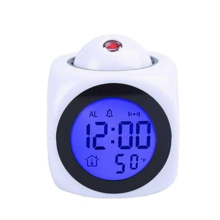 Multifunction Voice Clock LCD Digital Temperature Alarm LED Projection Talking Clock