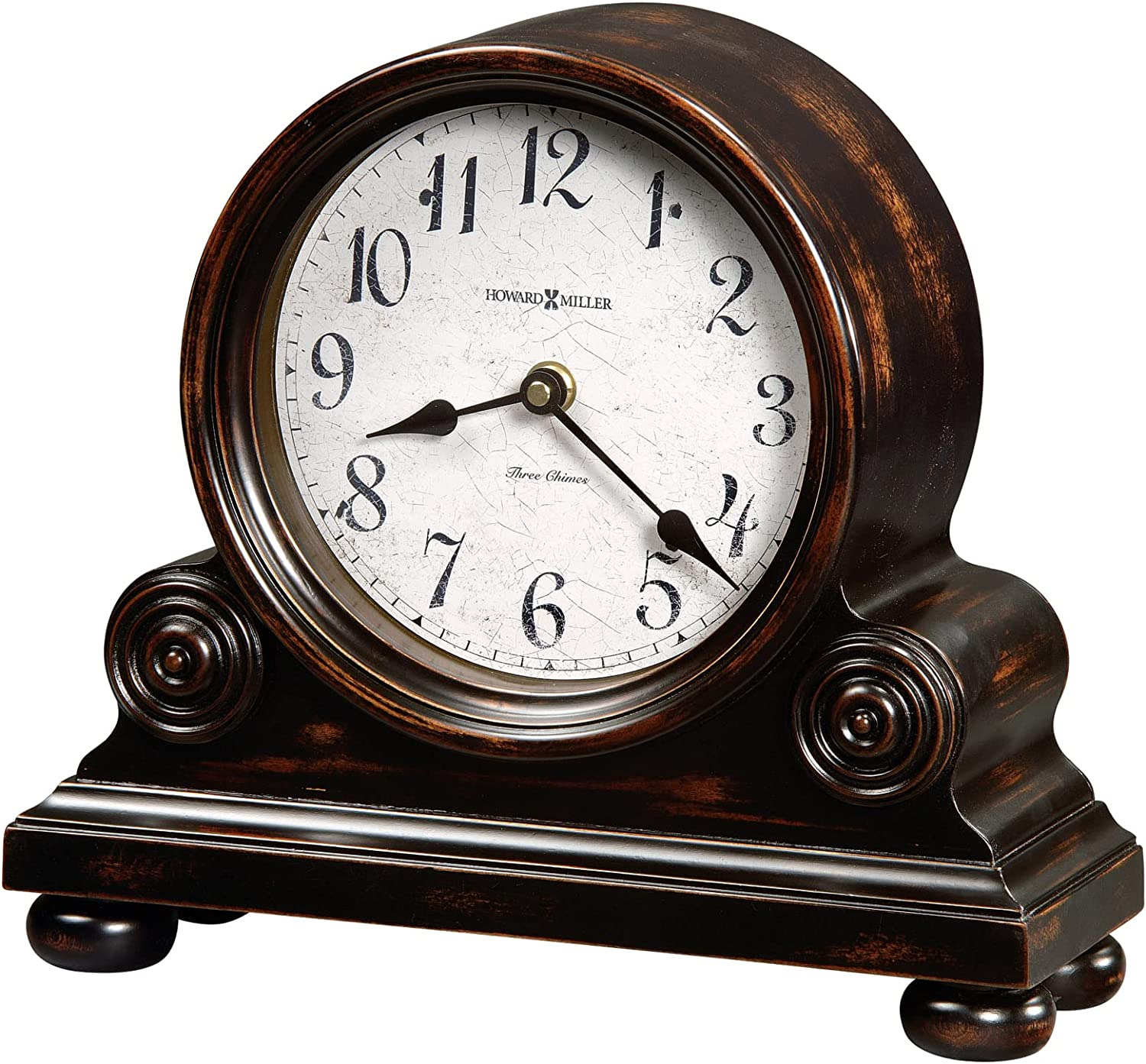 Murray Mantel Clock 635-150 – Vintage Worn Balck Finish with Brown Undertones, A