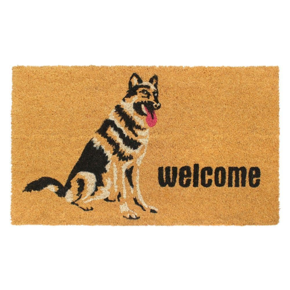 Natural 18 in. x 30 in. German Shepherd Coir Door Mat