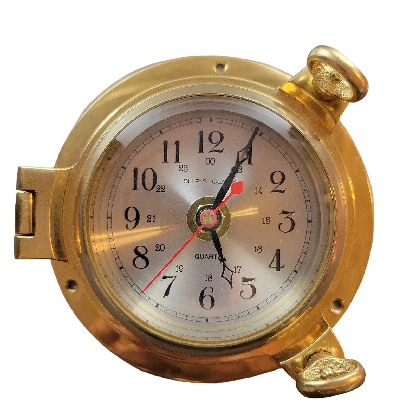 Nautical Ship's Porthole Clock Brass Wall Clock USA Works