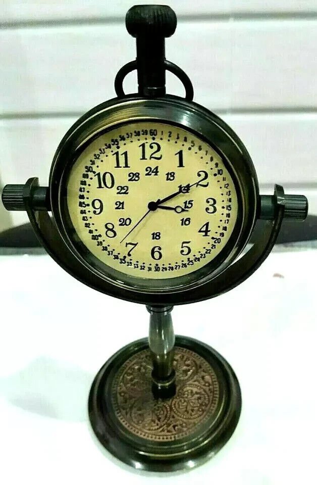 Nautical Vintage Collectible Maritime Antique Brass Desk Clock Table Watch