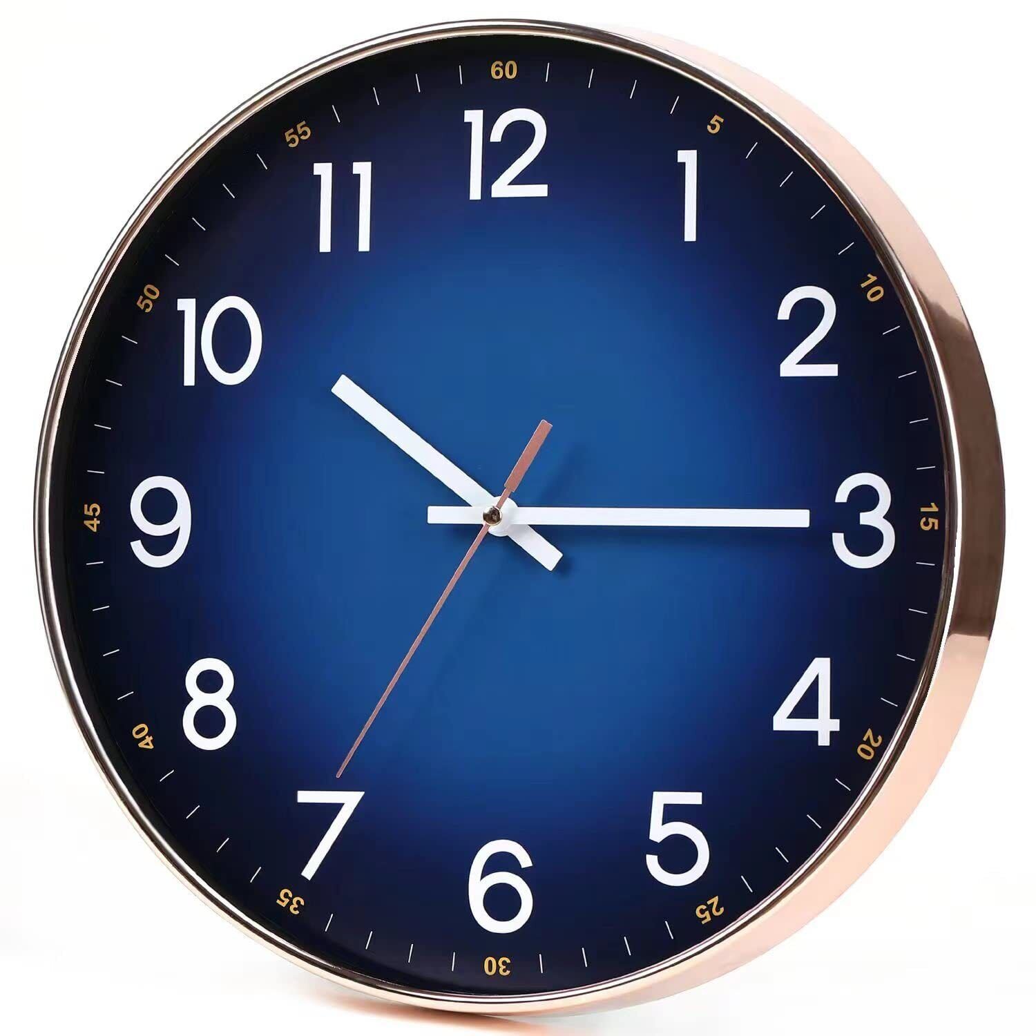 Navy Blue Wall Clock 12 Modern round Wall Clocks Quality Quartz Silent NonTi