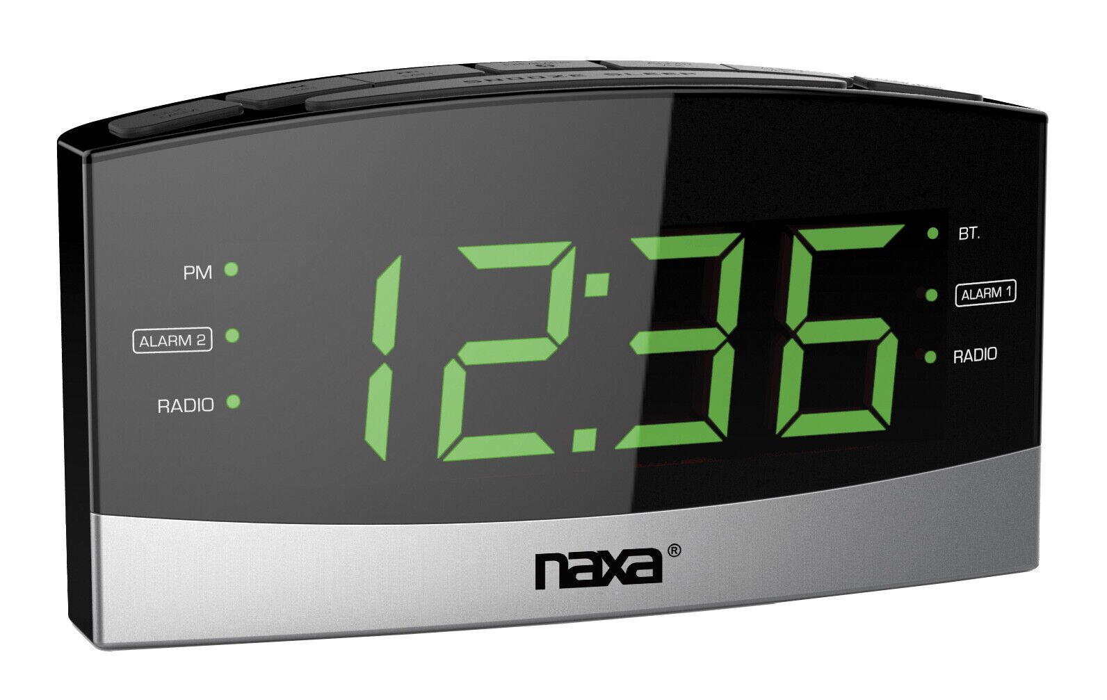 Naxa NRC-181 Easy-Read Dual Alarm Clock +Daily Repeat +BT +USB Charging Port
