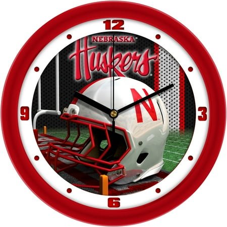 Nebraska Huskers 11.5'' Suntime Premium Glass Face Football Helmet Wall Clock