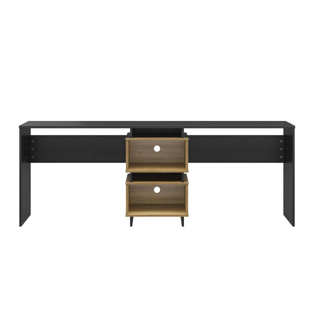 Nelson, 82.68 in., L shaped, Black Oak and Natural, Eng in.eered Wood...