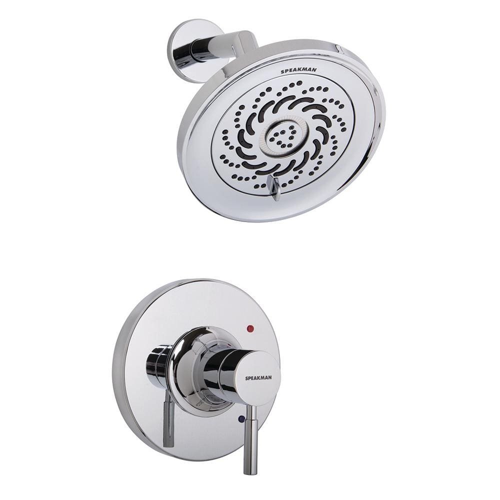 Neo 1-Handle Universal Shower Trim in Polished Chrome with Exhilaration Showerhead (Valve...