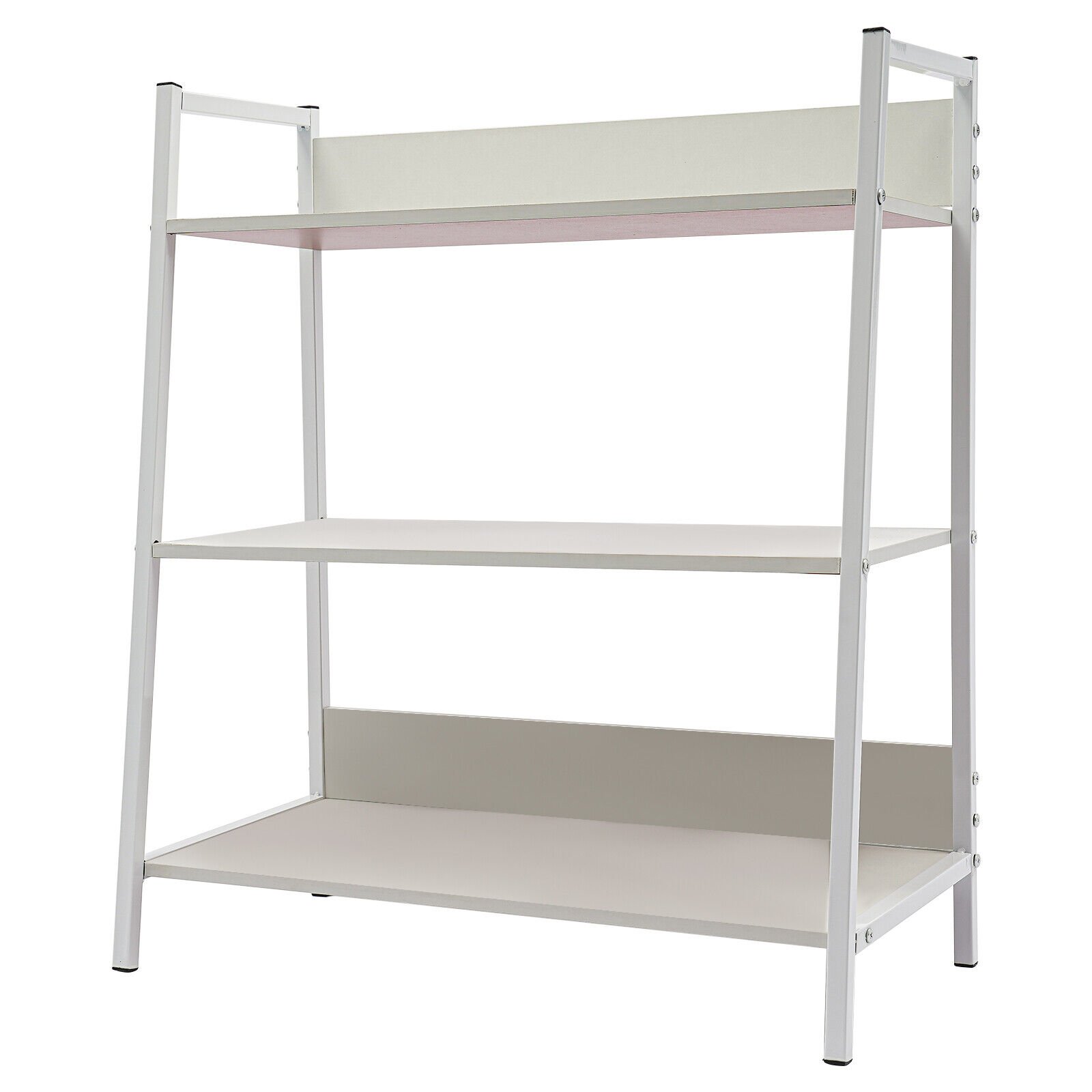 New 3-Tier Industrial Bookshelf Bookcase Display Rack Ladder Storage Shelf White
