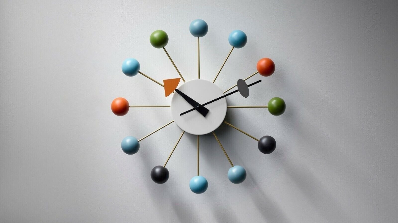 New Contemporary Modern Retro Multi colored George Nelson Ball Wall Clock 18"