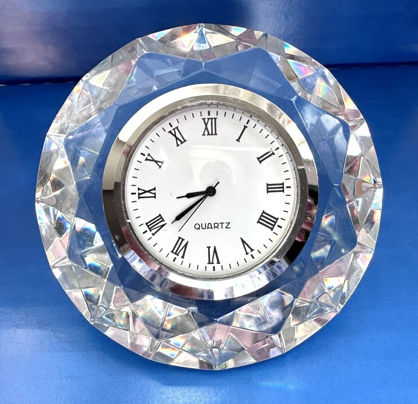 NEW Crystal Quartz Table Clock Roman Numerals