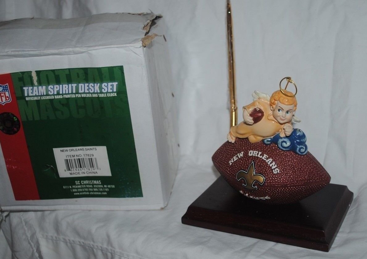 New Orleans Saints Christmas Team Spirit Desk Set, angel, clock, football MIB