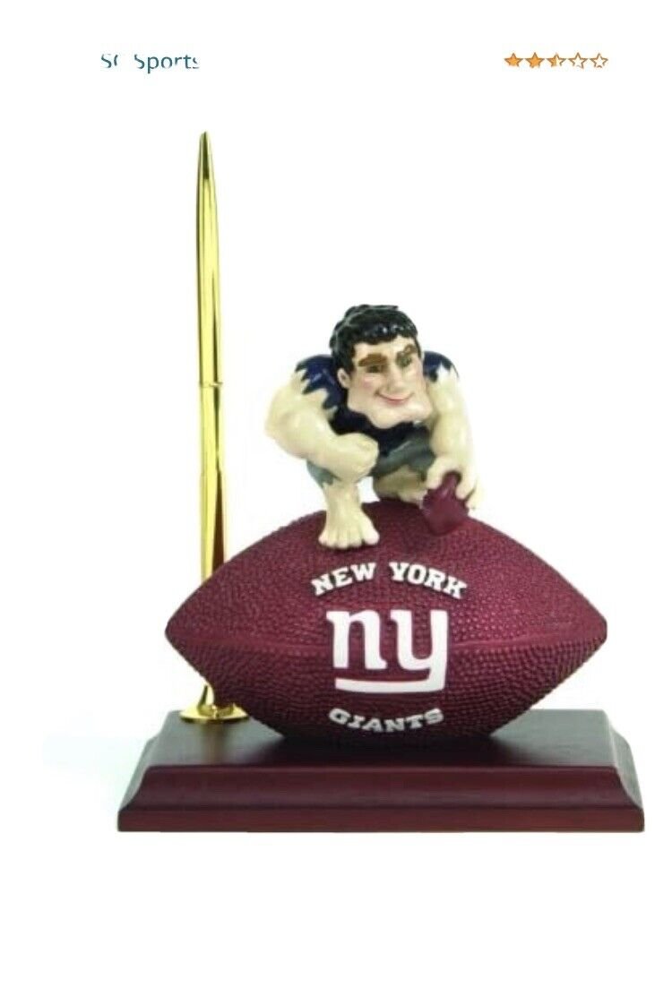 New York Giants Mascot Desk Set With Clock & Pen