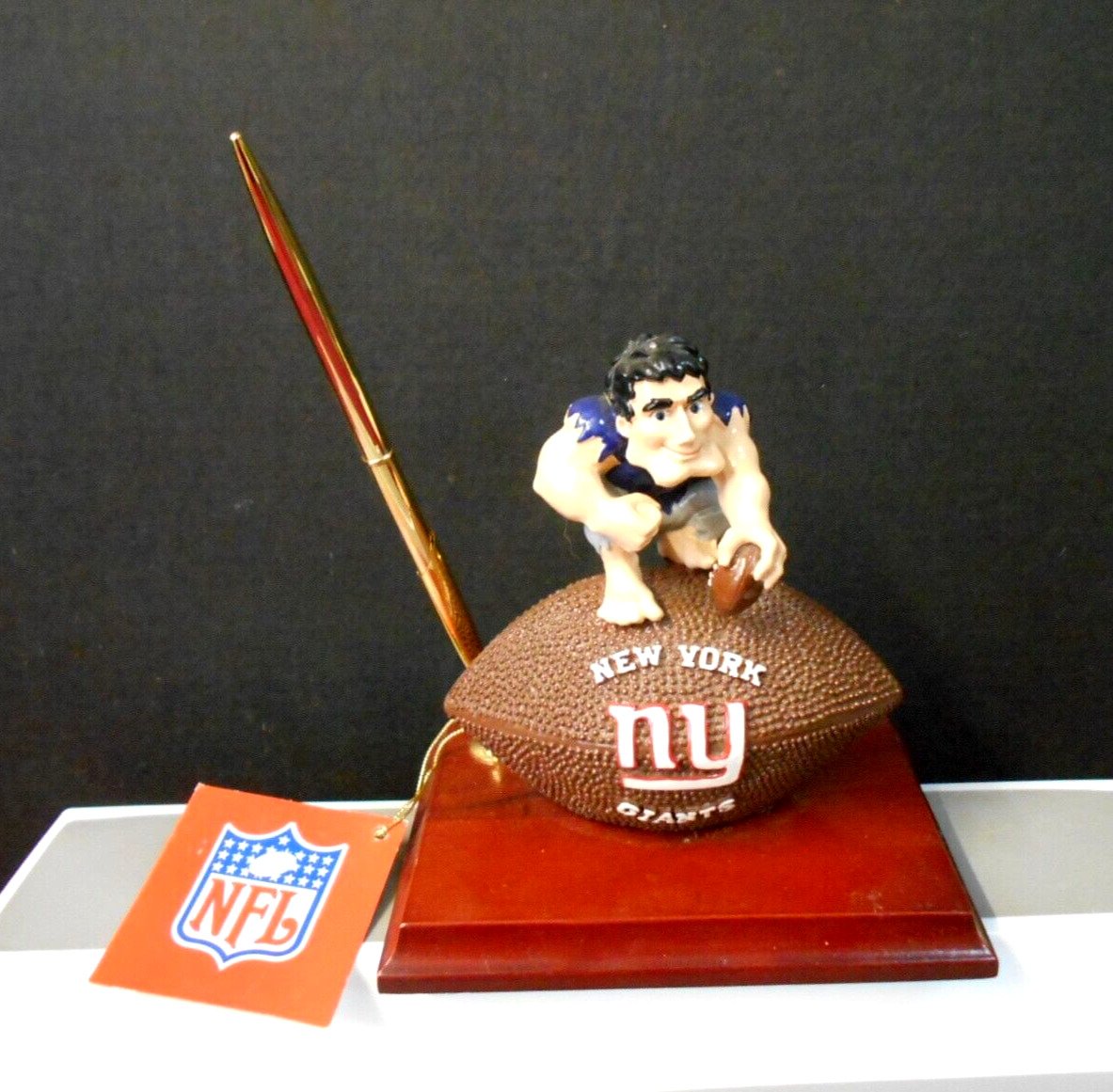 New York Giants Mascot Desk Set With Clock & Pen