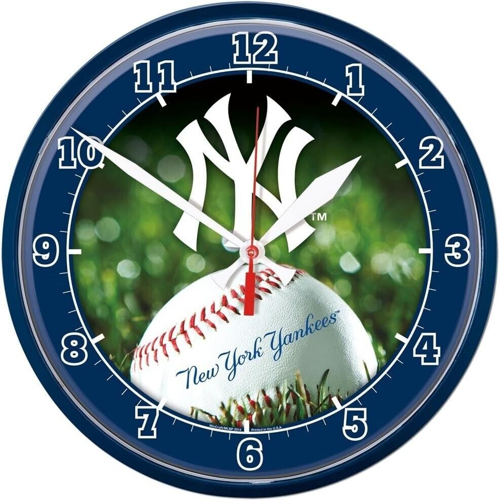 New York Yankees Wall Clock 12.75" Round Design MLB - FREE SHIPPING - New