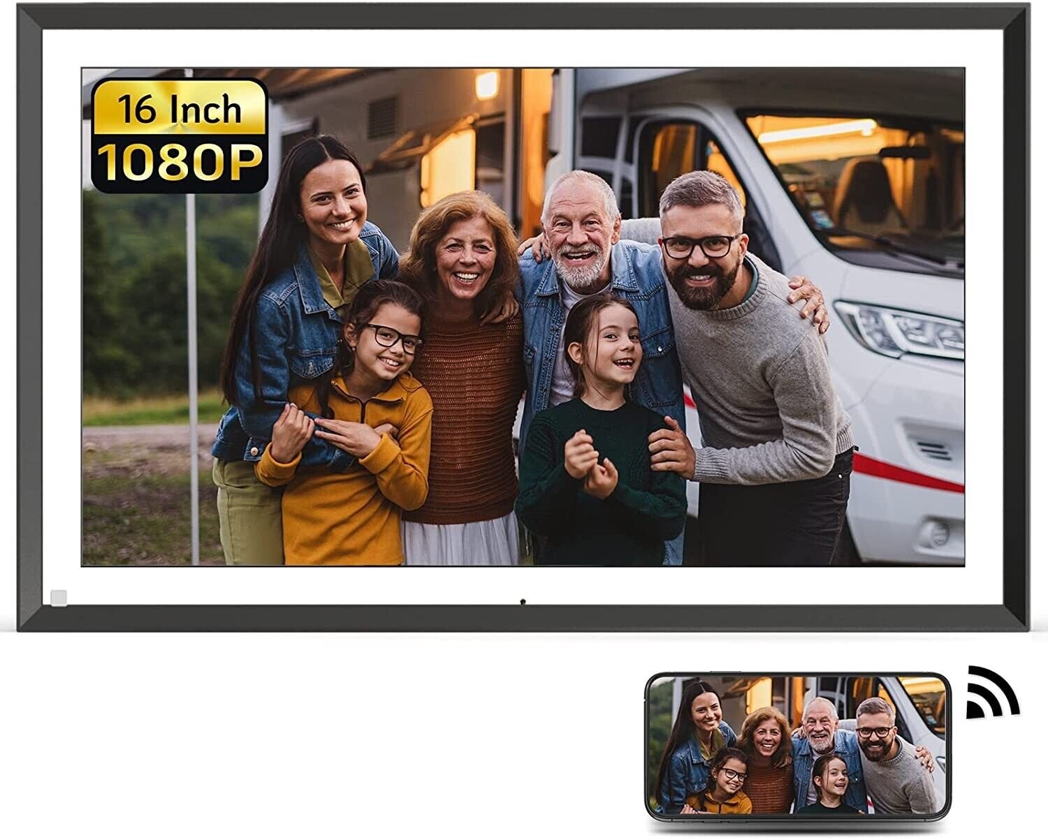 NexFoto Large 16 Inch Digital Picture Frame 32GB with Remote Control, WiFi