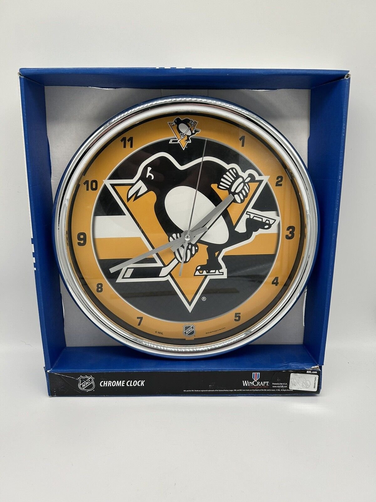 NHL Pittsburgh Penguins Chrome Wall Clock 12” WinCraft New Old Stock