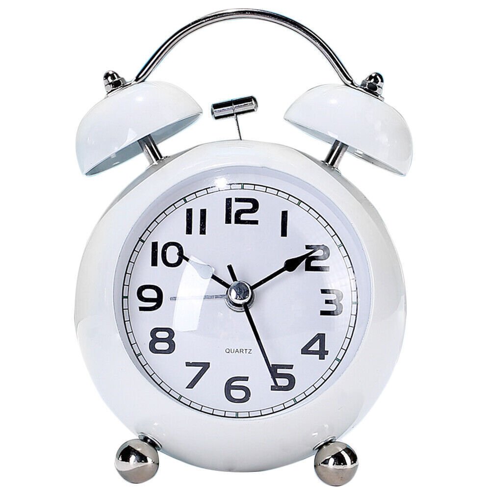Non-Ticking 4" Twin Bell Alarm Clock Extra Loud for Heavy Sleepers Backlight USA