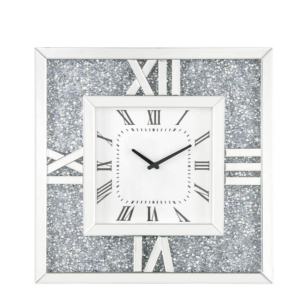 Noralie Mirrored and Faux Diamonds Solid Glam Wall Clock