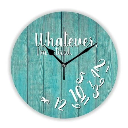 Novelty Whatever I'm Retired Rustic Wood Wall Clock for Farmhouse Wooden Plank Retirement Wall Watch Big Grandma Retirement Gift(10 Inch)