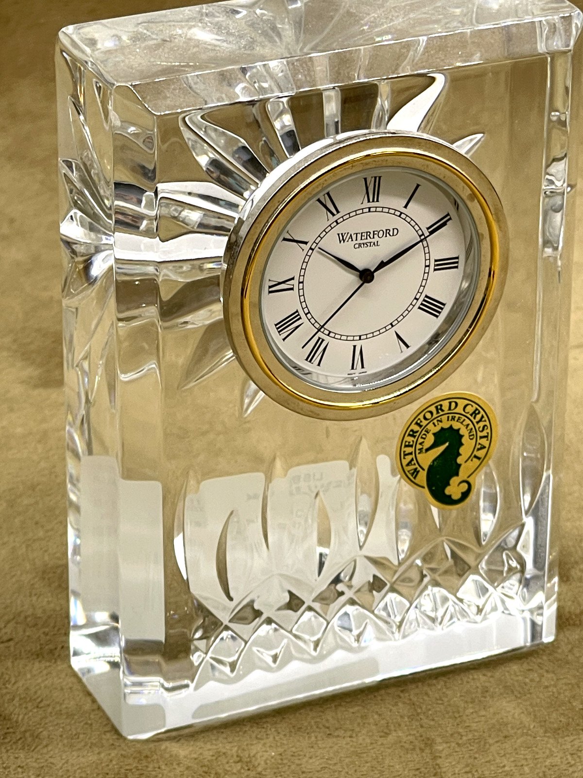 NWT NEW Waterford Lead Crystal Lismore Small Desk Clock 4'' Tall Glass Ireland