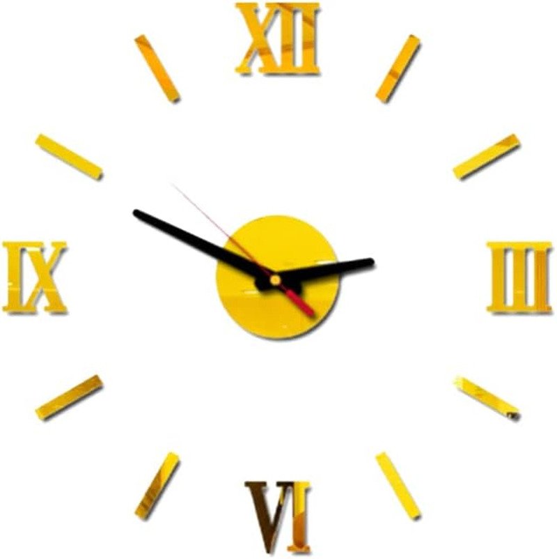 Office Decor Large 3D DIY Wall Clock Frameless Wall Clock Big Roman Numerals Clo