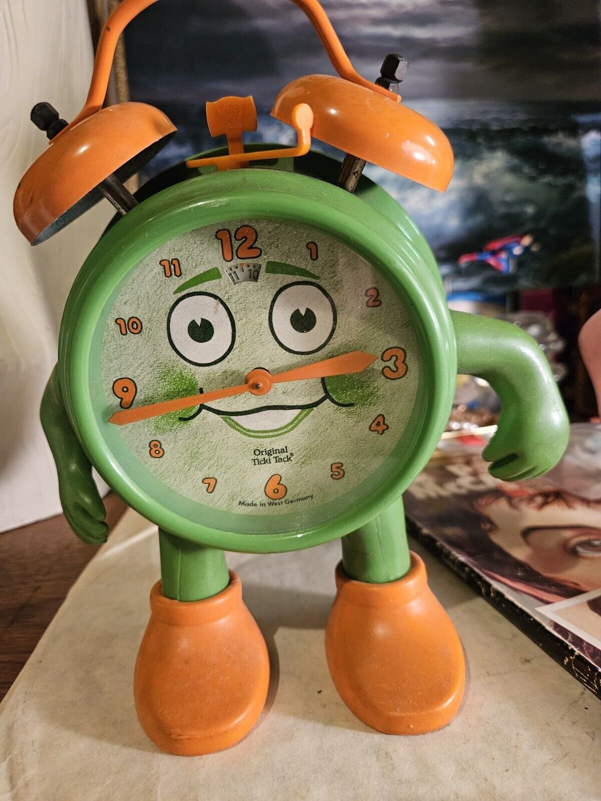 Original 1950s Ticki Tack Mechanical Alarm Clock Vintage West German Articulated