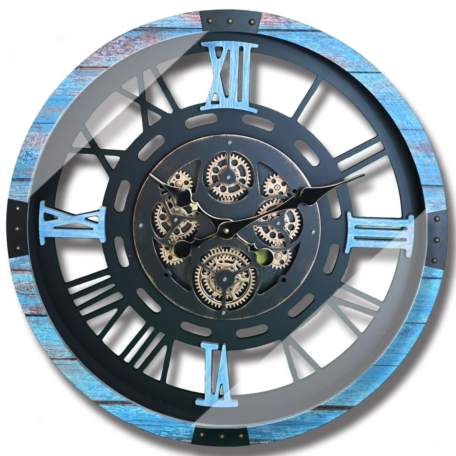 Original Moving Gear Large Wall Clock 21" Battery-Operated,Vintage Industrial...