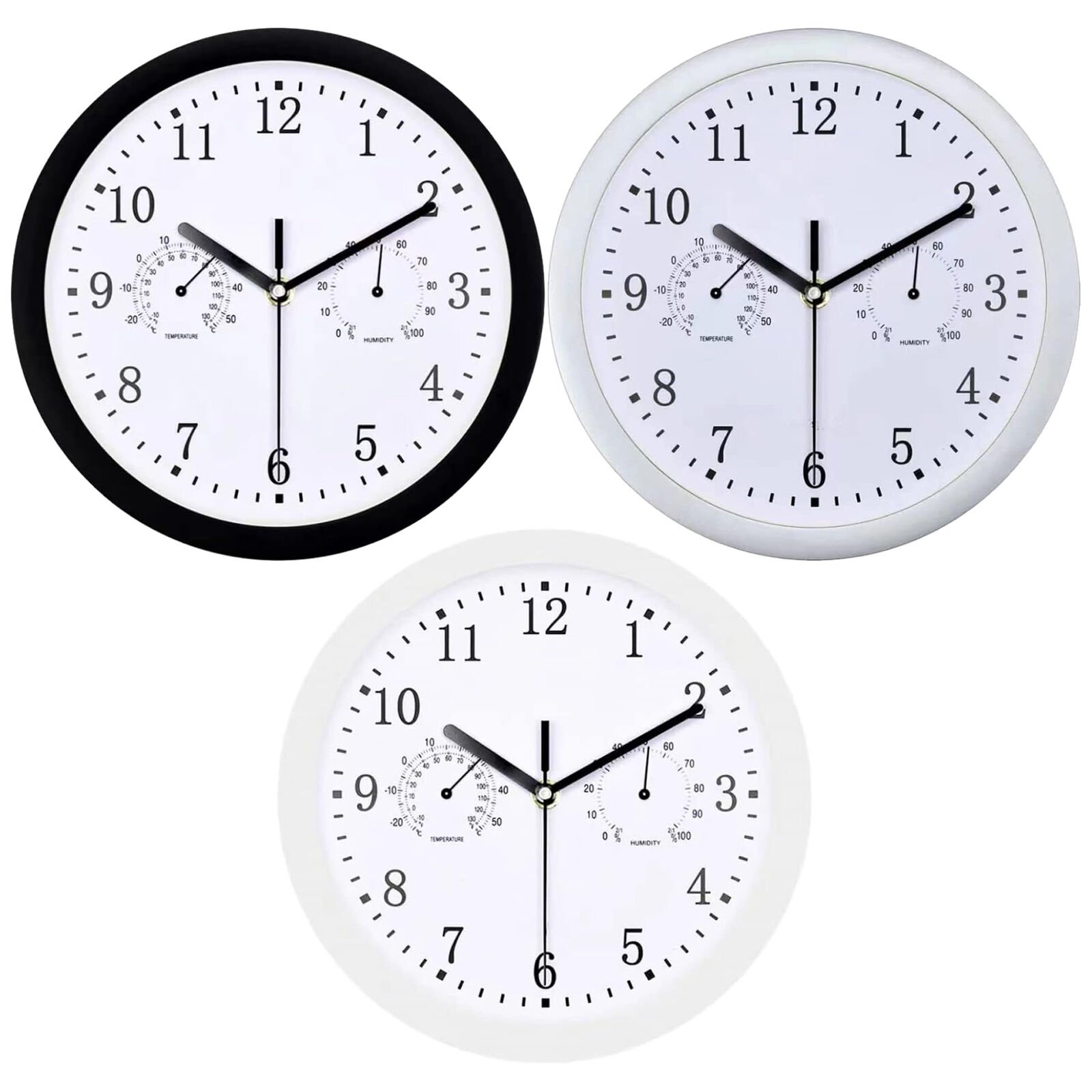Outdoor Clocks Waterproof Outdoor Wall Clock with Hygrometer Silent Round