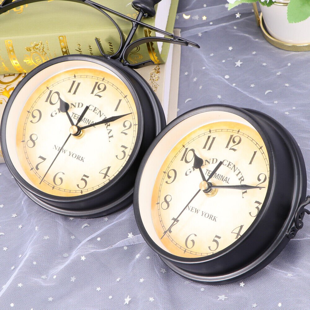 Outdoor Double Sided Clock Hanging Wall Clocks Pointer and Digital Display