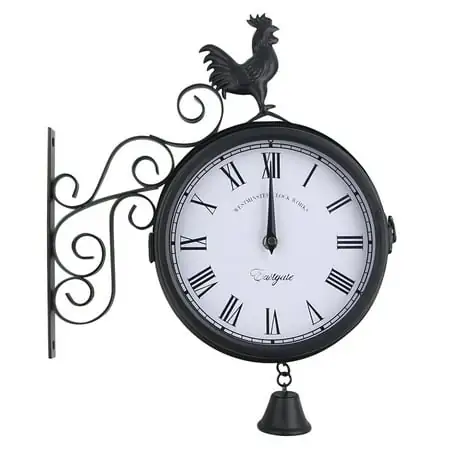 Outdoor Wrought Iron Wall Clock Garden Creative Fashion Double sided Bell Shape Wall Hanging Clock