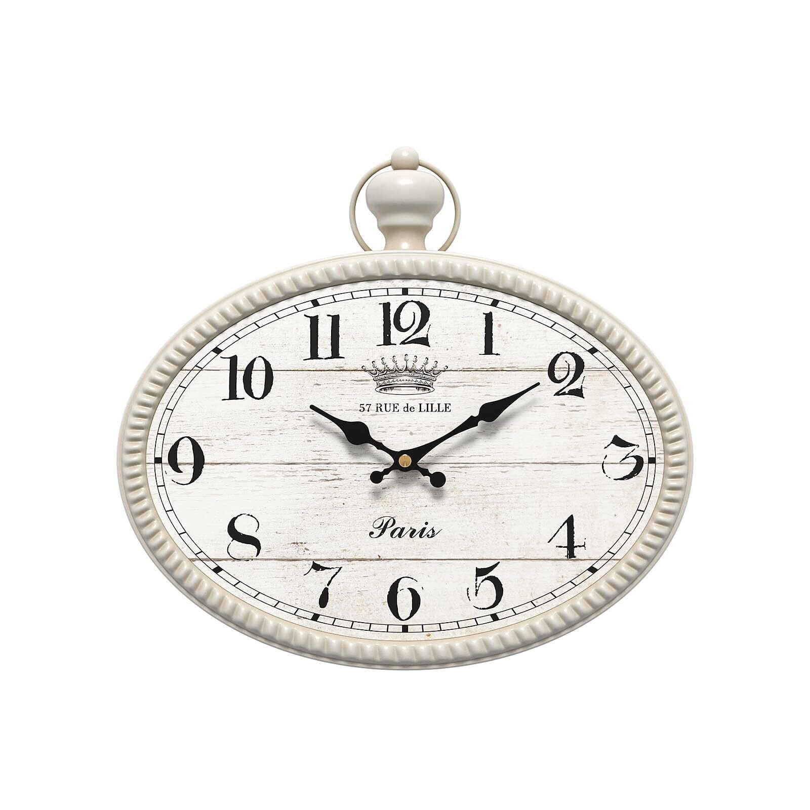 Oval Wall Clock. White Vintage Antique Style. Battery Operated Decor Wall Clo...